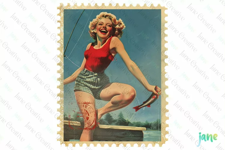 Pin-Up Girl Postage Stamps Sublimation