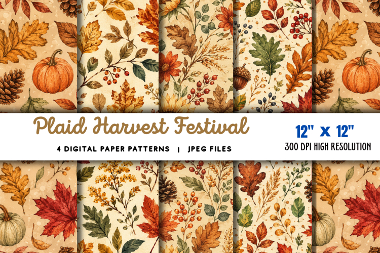 Plaid Harvest Festival Digital Paper JPG