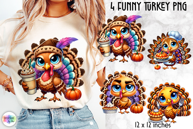 Funny Turkey PNG, Cute Thanksgiving Sublimation