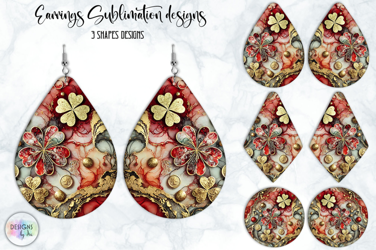 St. Patrick’s Day Earrings Sublimation, Lucky Clover Art
