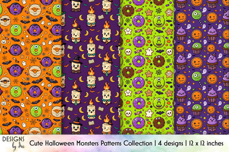 Cute Halloween Monsters Pattern, Spooky Treats Collection