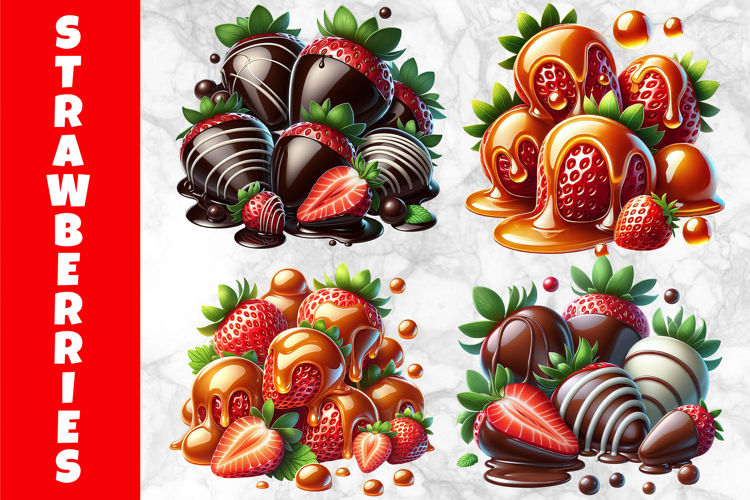 Chocolate Covered Strawberries Clipart, Caramel Clusters