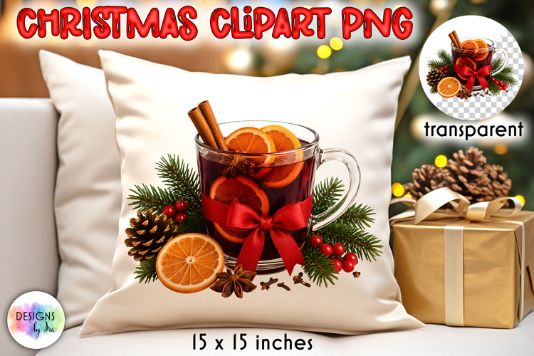 Christmas Mulled Wine With Orange and Cinnamon PNG