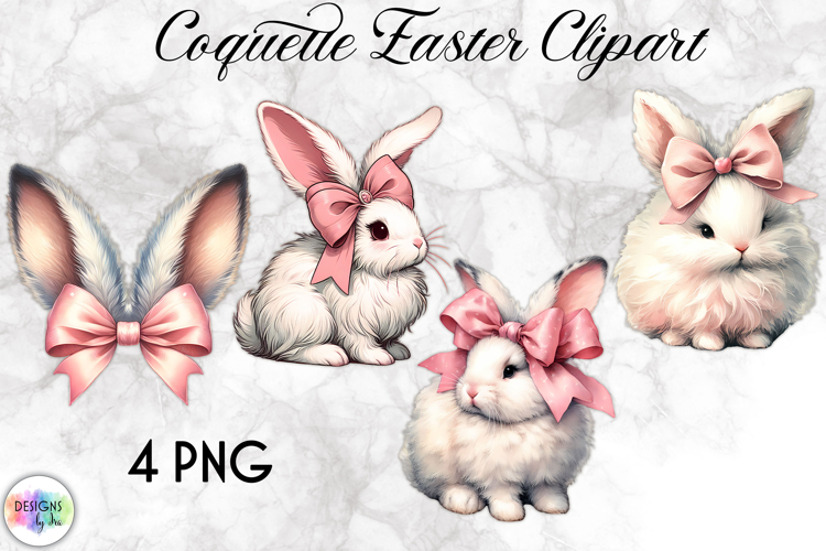 Coquette Easter Clipart, Vintage Easter Bunny PNG