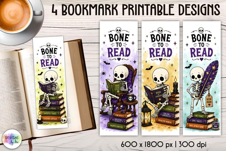 Funny Skeleton Reading Bookmarks, Halloween Printable