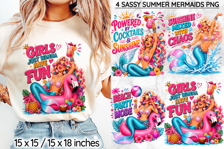 Sassy Summer Mermaid Sublimation, Beach Quotes PNG, Party