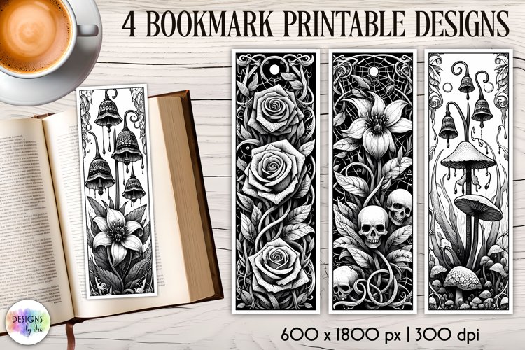 Halloween Bookmarks, Gothic Black and White Bookmarks