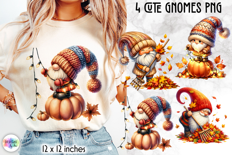 Cute Autumn Gnomes PNG, Fall Harvest Gnome Sublimation