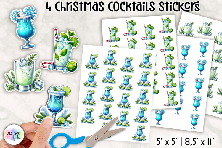 Christmas Cocktail Stickers | Festive Holiday Drinks Sticker