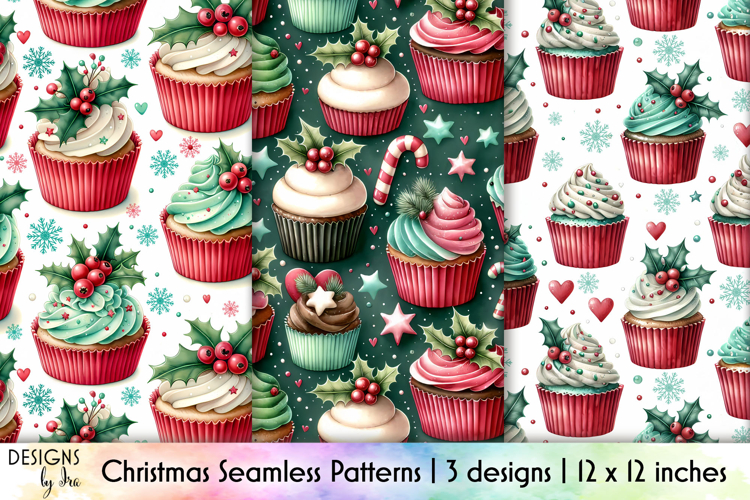 Christmas Seamless Patterns, Holiday Digital Paper