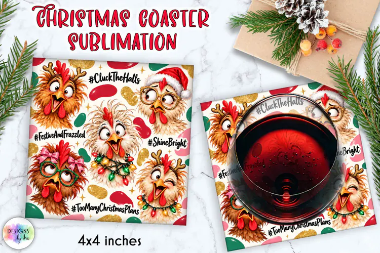 Funny Christmas Chicken Coaster Sublimation