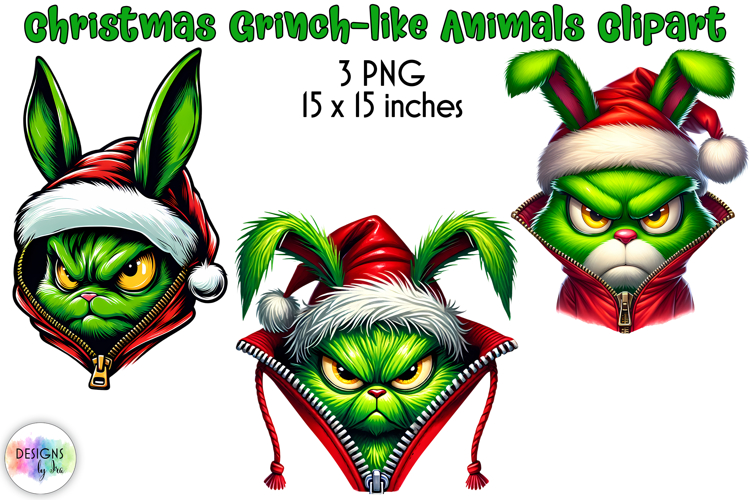 Christmas Animals Clipart, Grinch-like Animals PNG