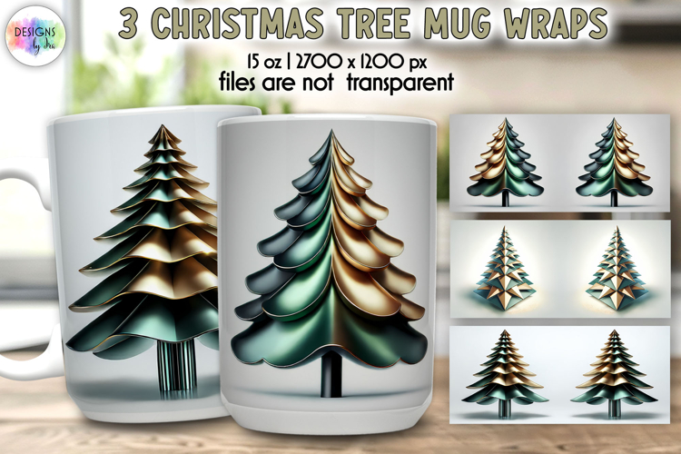 Christmas Tree Mug Wraps, 15 oz Christmas Tree Mug Wrap PNG