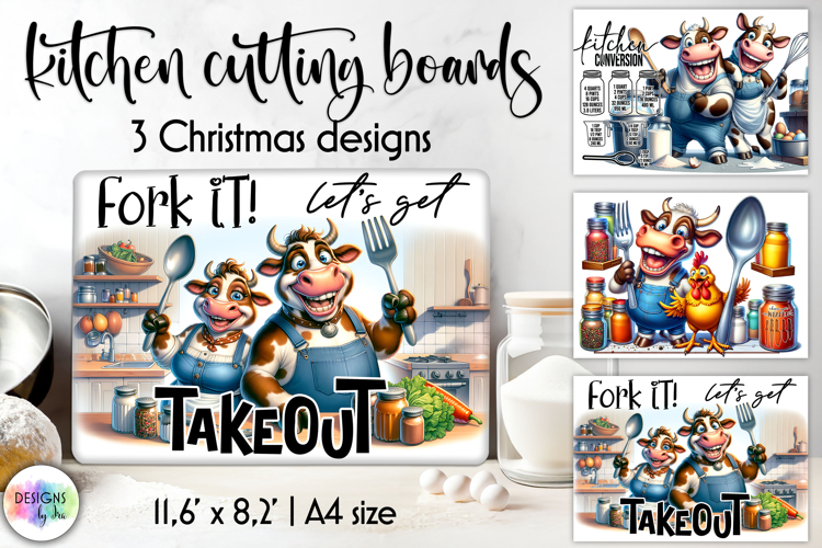 Funny Christmas Cutting Board, Sarcastic Cow Sublimation