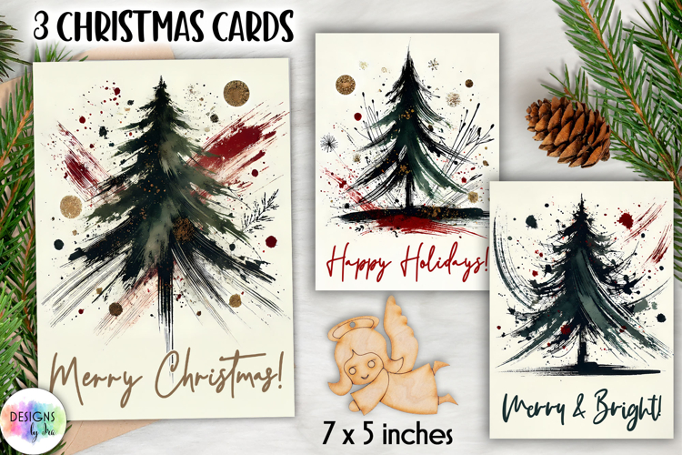 Christmas Tree Greeting Cards, Abstract Christmas Tree Print