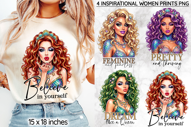 Inspirational Mermaid Sublimation, Empowering Fashion Print