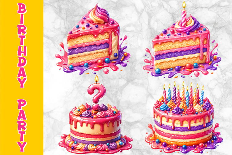 Birthday Accessories Clipart, Birthday Cake Print