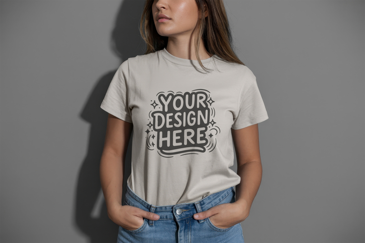 Model T-Shirt Mockup Image 5