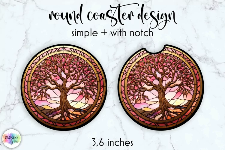 Stained Glass Rose Gold Car Coaster | Tree of Life Coaster