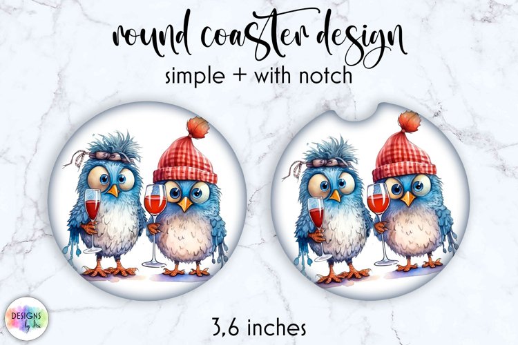 Christmas Birds Car Coaster | Funny Birds Christmas Coaster example image 1