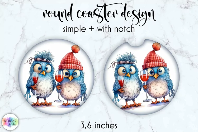 Christmas Birds Car Coaster | Funny Birds Christmas Coaster