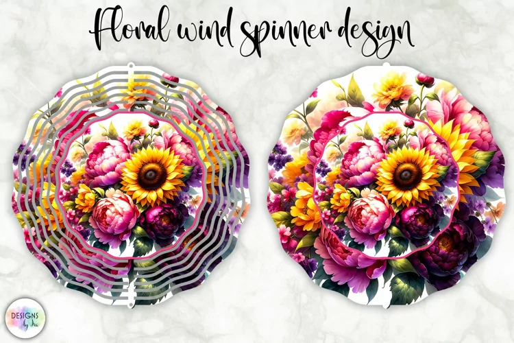 Spring Flowers Wind Spinner | Peony and Sunflowers Design