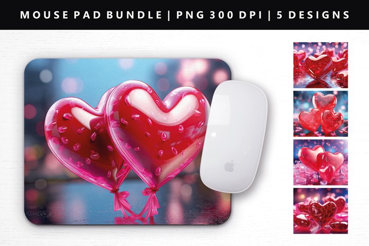 Puff Heart Mouse Pad Design | Mouse Pad Sublimation PNG example image 1