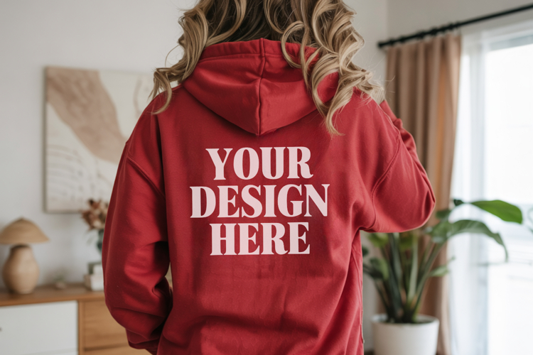 red Gildan 18500 Hoodie Mockup ,Cozy Unisex Sweatshirt Mock