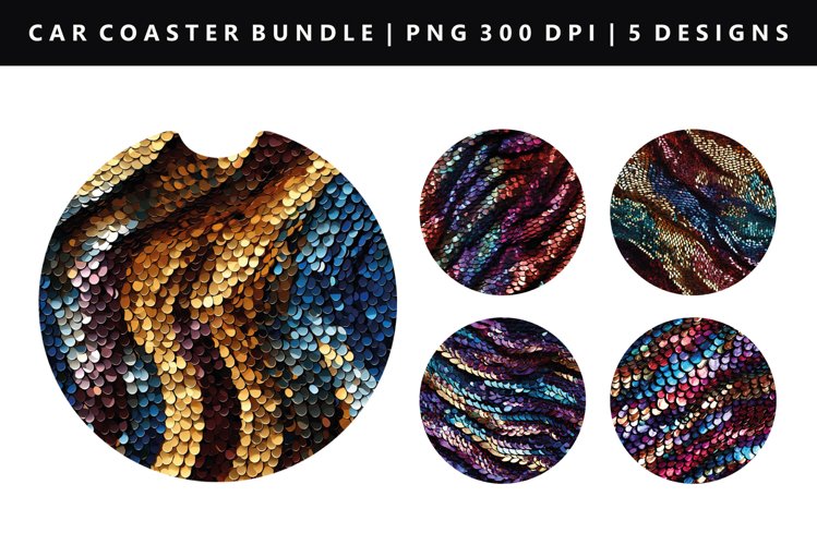 Sequin Keychain And Car Coaster Sublimation Design example image 1