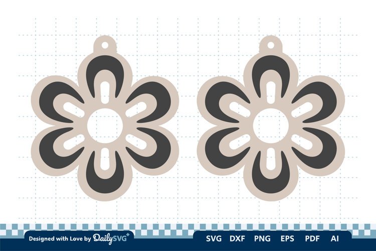 Simple Flower Earring SVG | Minimalist Laser Cut Jewelry example image 1