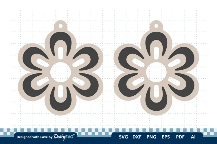 Simple Flower Earring SVG | Minimalist Laser Cut Jewelry