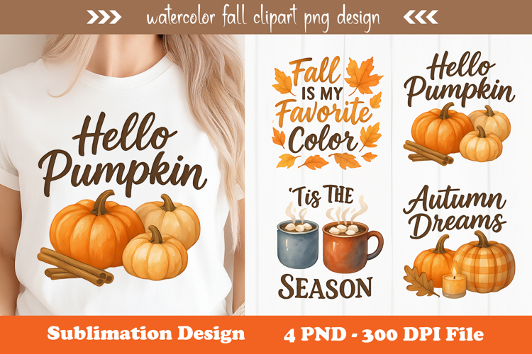 Watercolor fall clipart png design
