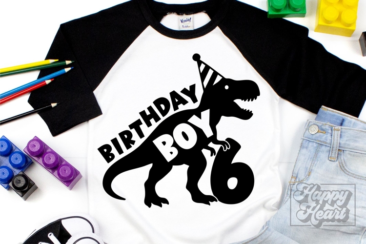 TRex 6th Birthday Boy SVG - Six Dinosaur Shirt Clipart PNG