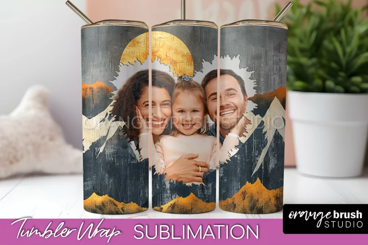 Photo Tumbler Wrap, Boho Family Frame Tumbler Sublimation