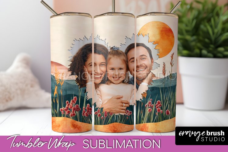 Photo Tumbler Wrap, Boho Family Frame Tumbler Sublimation