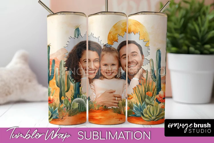 Photo Tumbler Wrap, Boho Family Frame Tumbler Sublimation