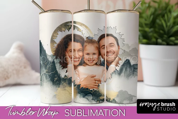 Photo Tumbler Wrap, Boho Family Frame Tumbler Sublimation