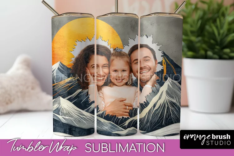 Photo Tumbler Wrap, Boho Family Frame Tumbler Sublimation