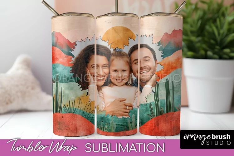 Photo Tumbler Wrap, Boho Family Frame Tumbler Sublimation