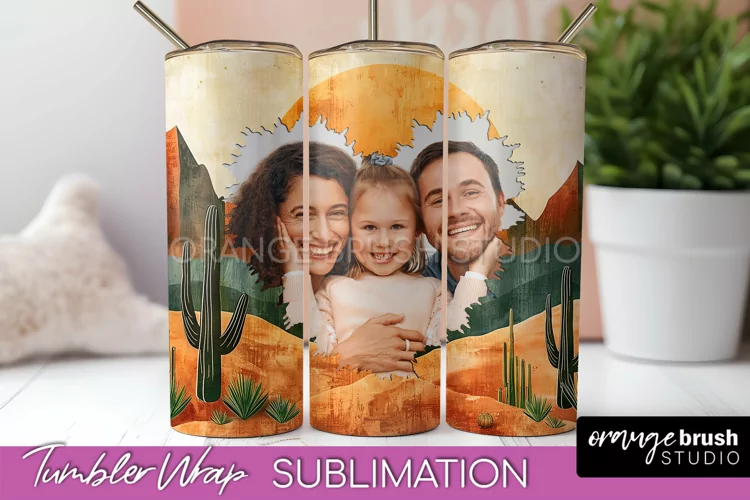 Photo Tumbler Wrap, Boho Family Frame Tumbler Sublimation