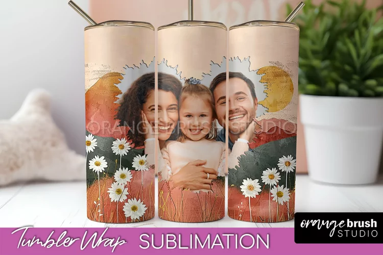 Photo Tumbler Wrap, Boho Family Frame Tumbler Sublimation