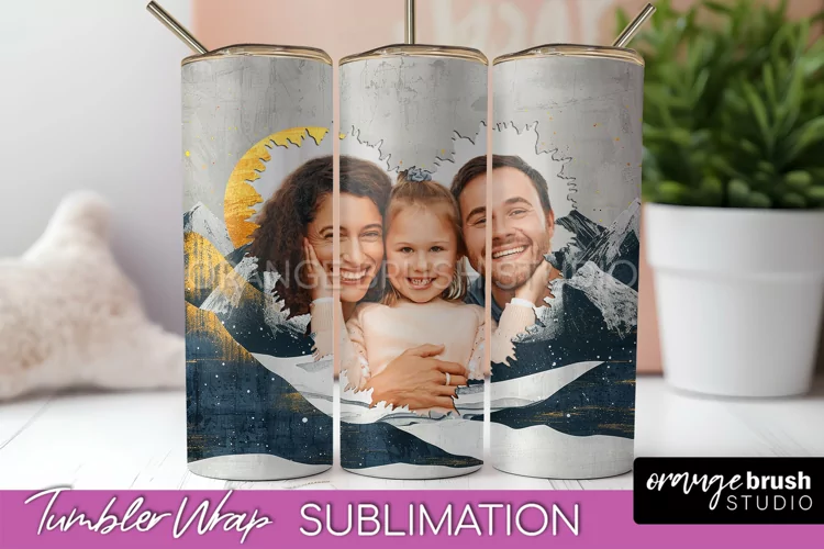 Photo Tumbler Wrap, Boho Family Frame Tumbler Sublimation