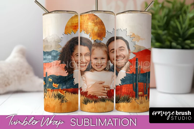 Photo Tumbler Wrap, Boho Family Frame Tumbler Sublimation