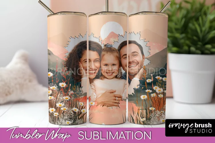 Photo Tumbler Wrap, Boho Family Frame Tumbler Sublimation