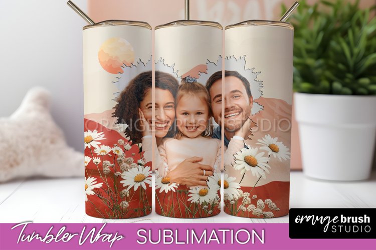 Photo Tumbler Wrap, Boho Family Frame Tumbler Sublimation