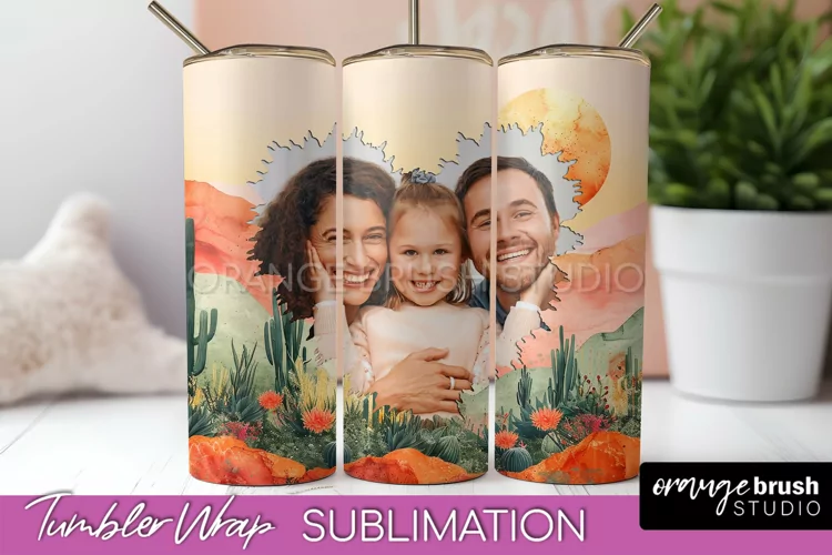 Photo Tumbler Wrap, Boho Family Frame Tumbler Sublimation