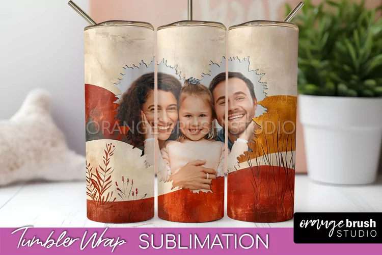 Photo Tumbler Wrap, Boho Family Frame Tumbler Sublimation