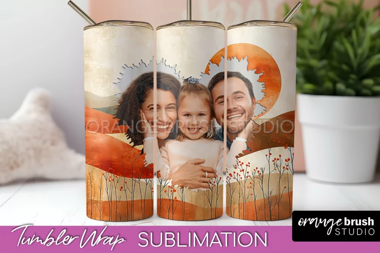Photo Tumbler Wrap, Boho Family Frame Tumbler Sublimation