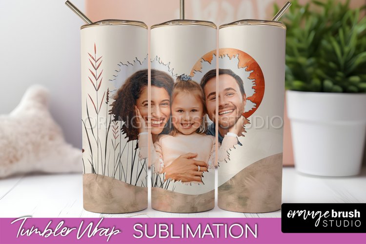 Photo Tumbler Wrap, Boho Family Frame Tumbler Sublimation example image 1