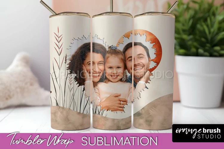 Photo Tumbler Wrap, Boho Family Frame Tumbler Sublimation